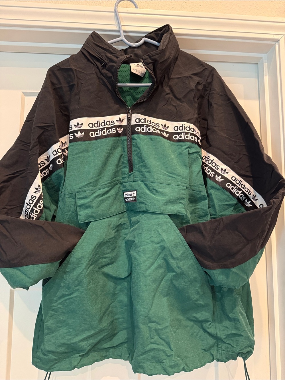 adidas Green and Black Half-Zip Pullover Windbreaker